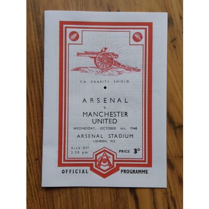 1948 Charity Shield - Arsenal vs Man Utd. Full programme reproduction * FREE P&P