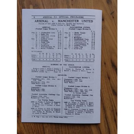 1948 Charity Shield - Arsenal vs Man Utd. Full programme reproduction * FREE P&P