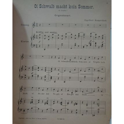 Oi' Schwalb' macht koi'n Sommer, by Engelbert Humperdinck. 1901