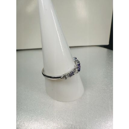 Ring Bomb Party Sz11 RBP Purple/Colorless Gem Clusters Rhodium P Band Jewelry