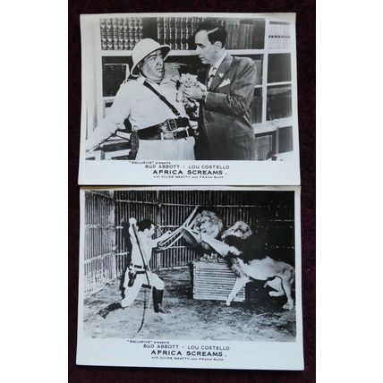 AFRICA SCREAMS (1949) 2 UK FOH / Lobby cards ***Abbott & Costello***