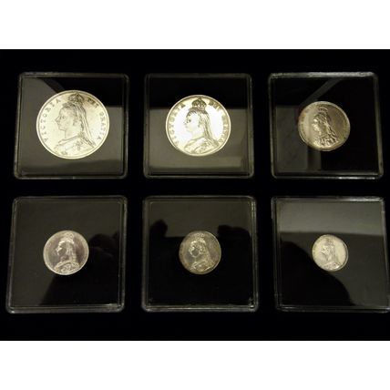 1887 VICTORIA Silver HALF CROWN to THREEPENCE 6 COIN SET exceptional grades