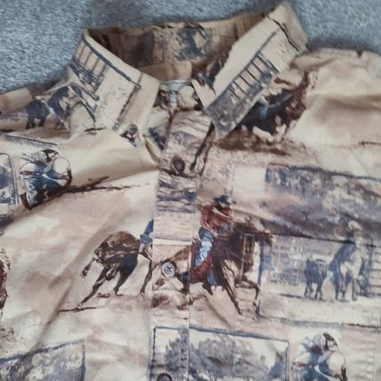Mens Cowboy Shirt Size XL Bit & Bridle Horse Track Equestrian Button Down VTG