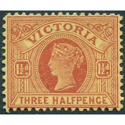 Victoria 1899 1½d brown-red on yellow Perf 12½ SG355 unused