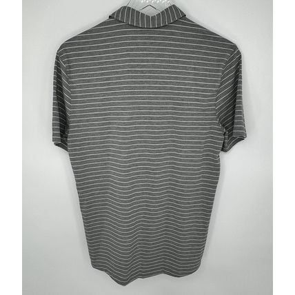 Men’s Lululemon Polo Shirt Size M Gray Striped - Excellent Pre-Owned Condition