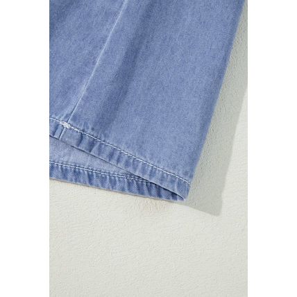 Myosotis Chambray Deep V Neck Bracelet Sleeve Maxi Dress