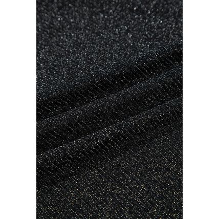 Black Metallic Glitter Mesh Long Sleeve Top