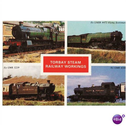 Railway Multiview Postcard Torbay Steam Workings GWR LNER Flying Scotsman Loco