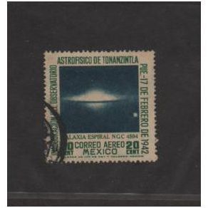 1942 20 cent Mexico NH stamp Spiral Galaxy scott 123 Astrophysics of Tonanzintla