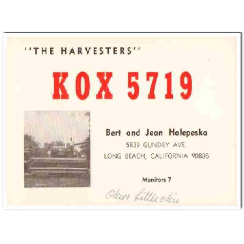 kox-5719 bert halepeska long beach calif 1960s cb qsl vintage postcard