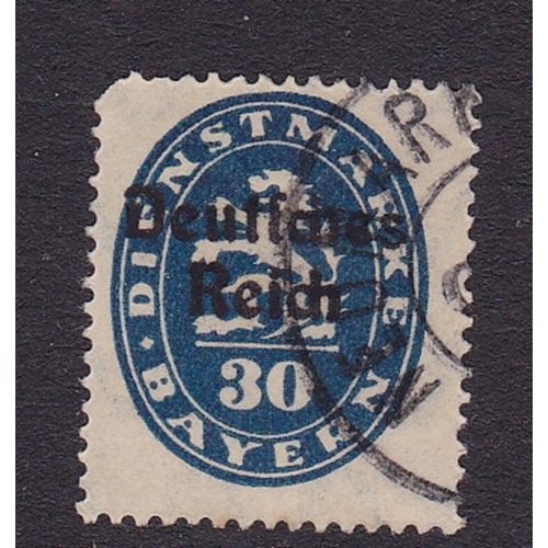 GERMANY BAVARIA 1920 OFFICIAL DEUTCHES REICH O/P 30pf VALUE USED SG O141 #1