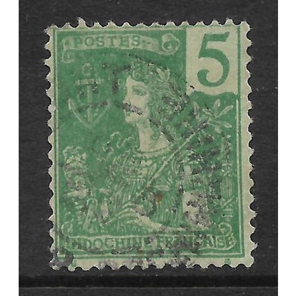INDO - CHINA 1904 GRASSET TYPE 5c GREEN SG 33 FINE USED