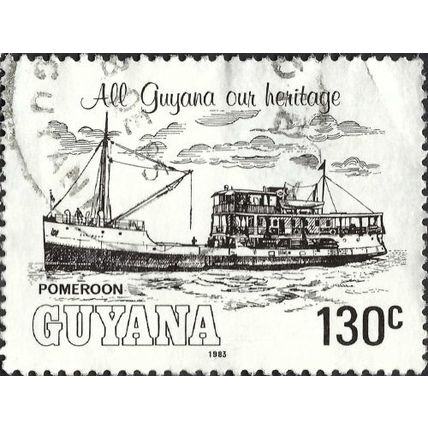 GUYANA, SHIP, Riverboat Pomeroon, white 1983, 130c