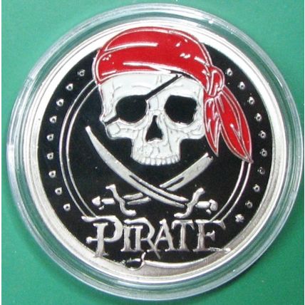 Pirate. Casino Card Guard, Challenge Coin, Souvenir. Silver Tone. 34.