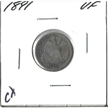 1891 US Seated Liberty Dime VF