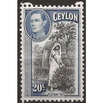 Ceylon 1938 SG391 20c Black & Grey-Blue Mounted Mint ..