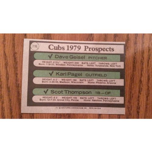 1979 Topps Card # 716 Chicago Cubs Prospects Very Good (3)