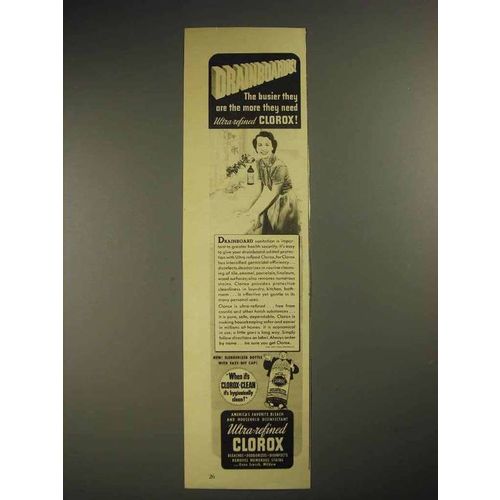 1941 Clorox Bleach Ad - Drainboards