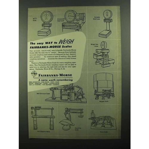 1950 Fairbanks-Morse Scales Ad - Bench, Truck, Counting