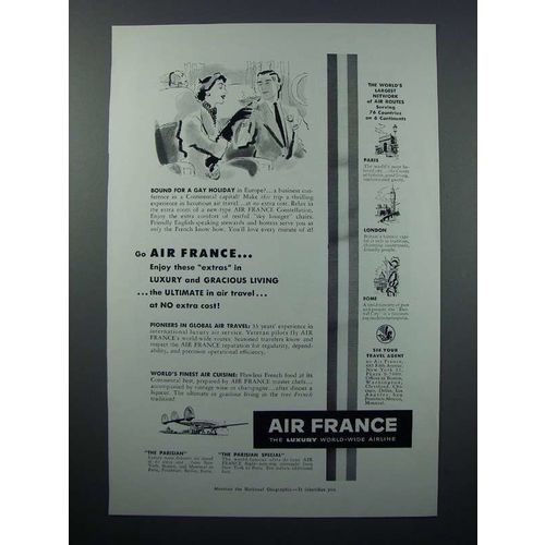 1952 Air France Ad - Bound for a Holiday