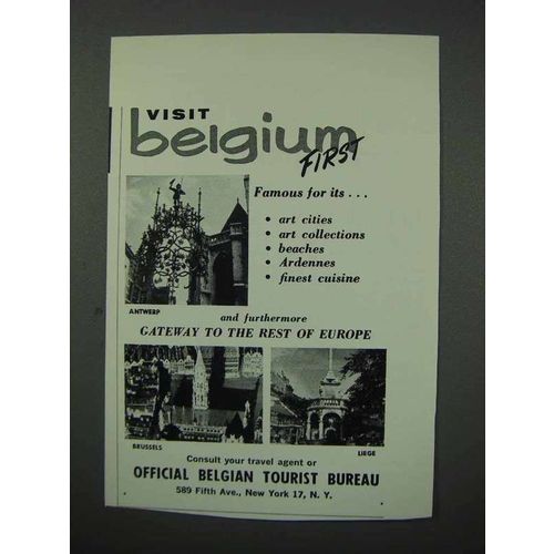 1960 Belgium Tourism Ad - Visit Belgium First!