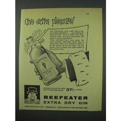 1960 Beefeater Gin Ad - Give Extra Pleasure