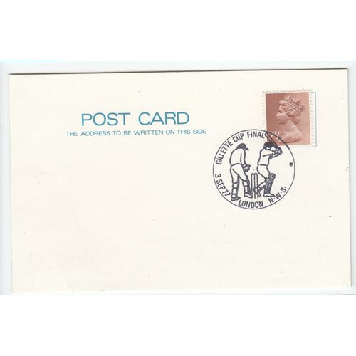 Gillette Cup Final Cricket 1977 Event Postmark Postcard E13