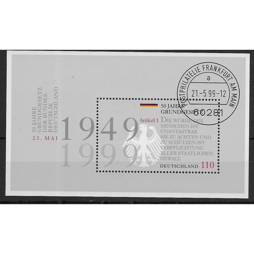 GER 1999 110pf 'GERMAN BASIC LAW SHEET' M/S FINE USED (EBID57-053XL)