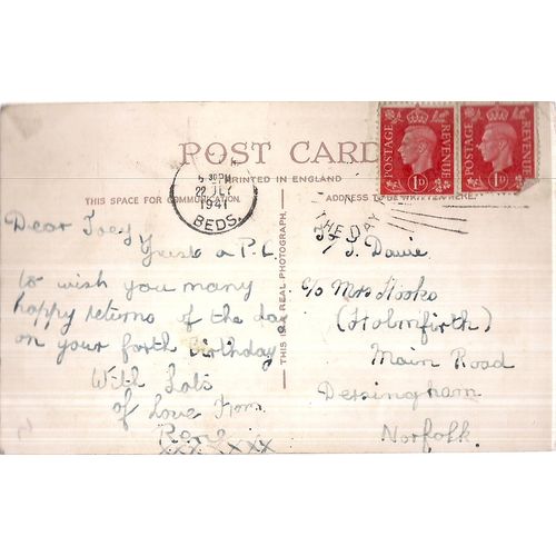 BRINGING MY LOVE FOR YOUR 4TH BIRTHDAY .. vintage postcard 1941 postmark =