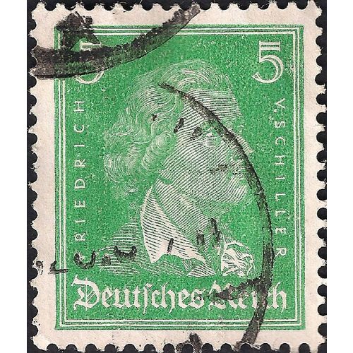 GERMANY, EMPIRE, Friedrich von Schiller, green 1926, 5 Pfennig, #3