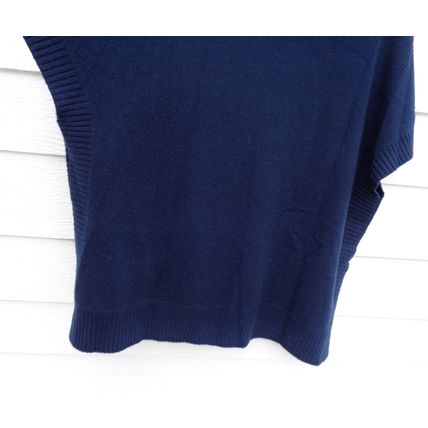Womens Isaac Mizrahi Live Navy Blue Cashmere Sweater Poncho Medium Large