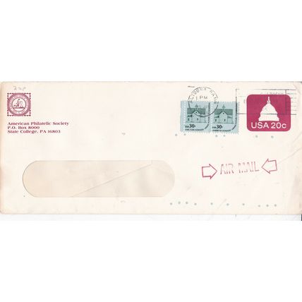 United States 1985 American Philatelic Society 20c Cover Altoona Cancel VGC