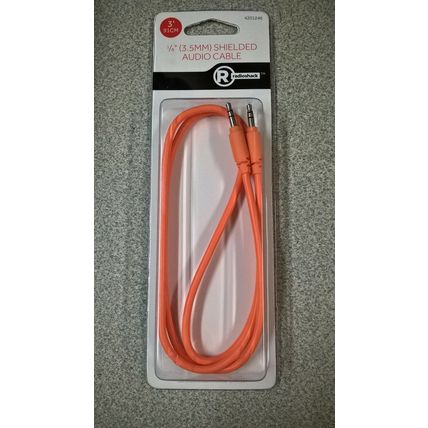 2pak RadioShack 3FT 1/8' 3.5mm Aux Male-Male Shielded Audio Cable Orange 4201246