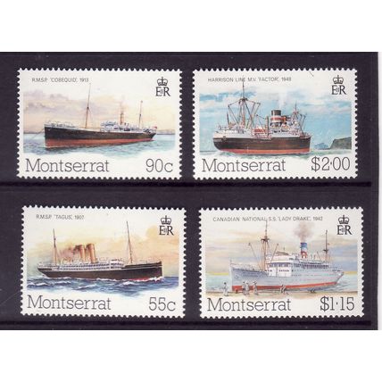 MONTSERRAT 1984 MAIL BOATS SET 4 VALS U/M MINT USED #2
