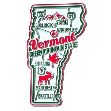 Vermont the Green Mountain State Premium Map Fridge Magnet