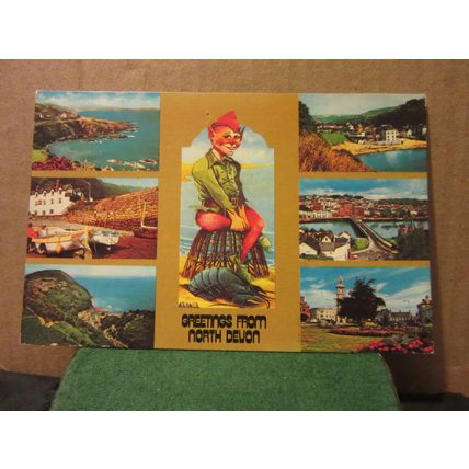 NORTH DEVON, multiview used postcard 1984 pm Colourmaster piksy pixie =