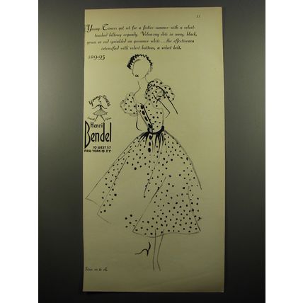 1950 Henri Bendel Young-Timers Dress Ad - get set for a festive summer