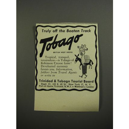 1954 Trinidad & Tobago Tourist Board Ad - Truly off the beaten track