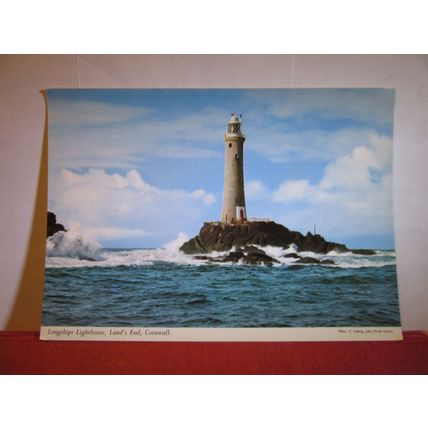 LONGSHIPS LIGHTHOUSE, LAND'S END, CORNWALL unused postcard dated 1970 =