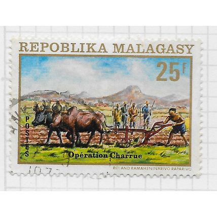 MADAGASCAR 1972 FARMING EXPANSION GROWTH PLOUGH CATTLE USED