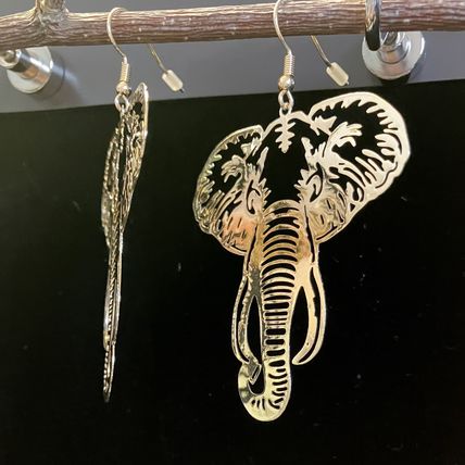 Earrings Hollow Elephant Design Golden Dangle #562