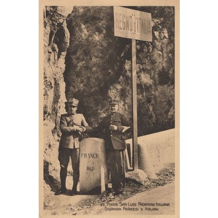 Ponte San Frontiere French Italian Border Customs Officer Postcard
