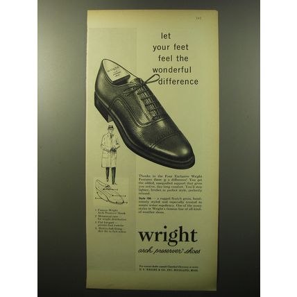 1960 Wright Style 186 Shoes Ad - Let your feet feel the wonderful difference