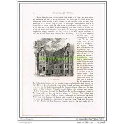 COLUMBIA COLLEGE, NEW YORK, USA, BOOK ILLUSTRATION (PRINT) 1891