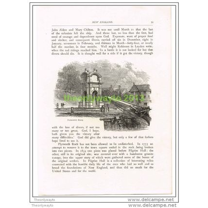 PLYMOUTH ROCK, MASS, USA, BOOK ILLUSTRATION (PRINT) 1891