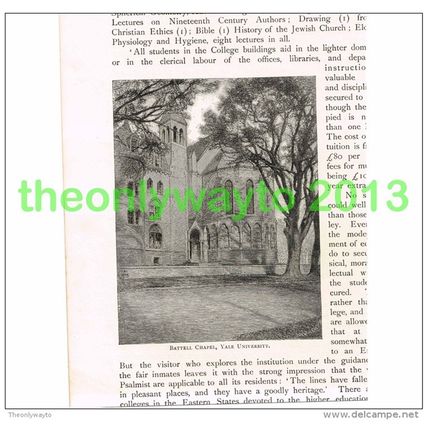 BATTELL CHAPEL, ALE UNIVERSITY, USA, BOOK ILLUSTRATION (PRINT) 1891