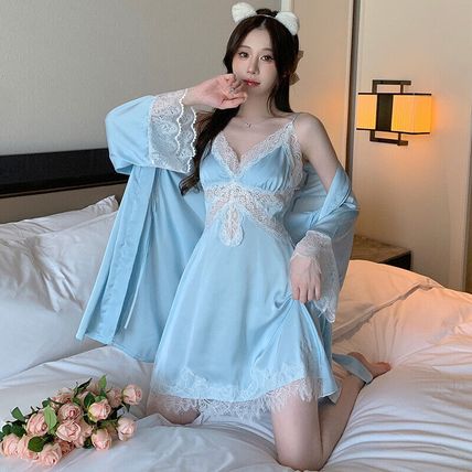 Sexy Women Bathrobe Satin Silky Robes Night Gown Lingerie Sleepwear Kimono Dress