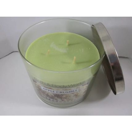 Bath & Body Works 3-wick 14.5 oz Candle cinnamon nutmeg Apple Crumble *see pics