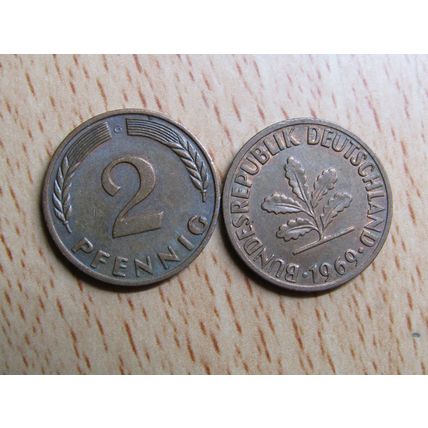1969g 2 Pfennig Germany Coin