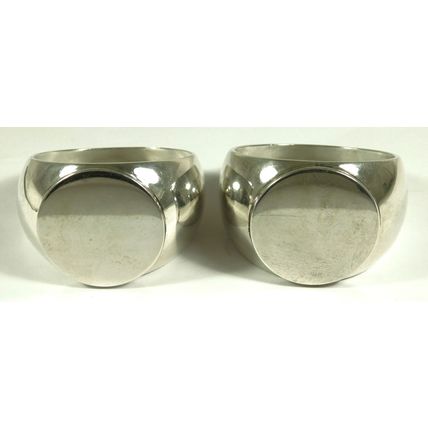 Pair Sampson Mordan & Co Solid Sterling Silver Serviette Napkin Signet Rings